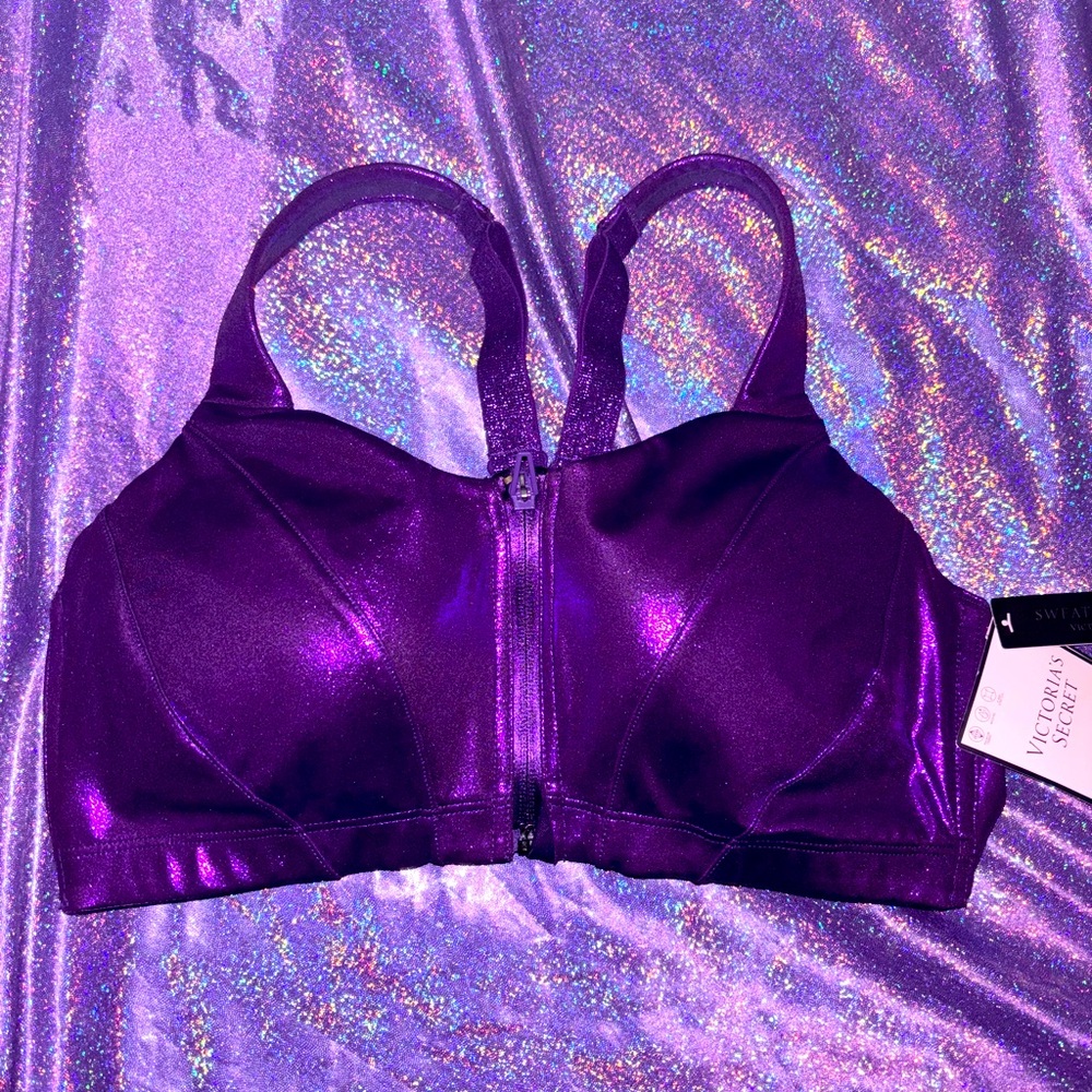 Victoria’s Secret metallic purple knockout front closure sports bra